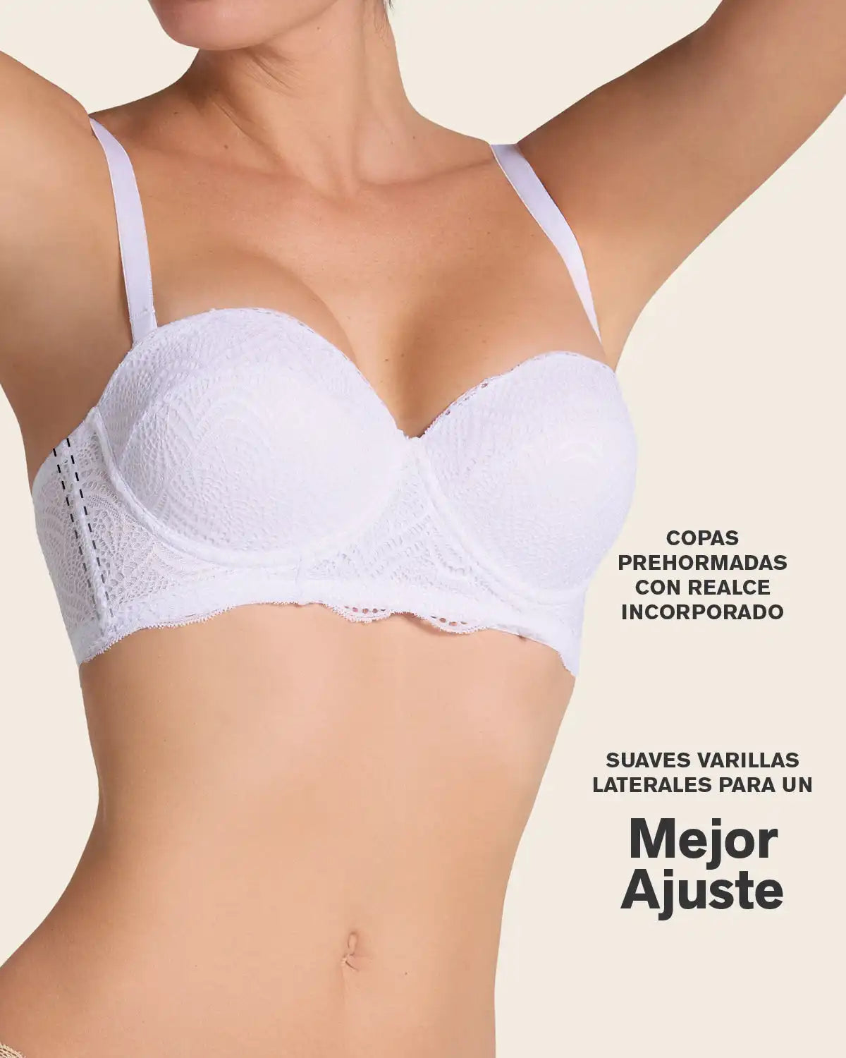 Convertible Balconette Lace Push Up Bra