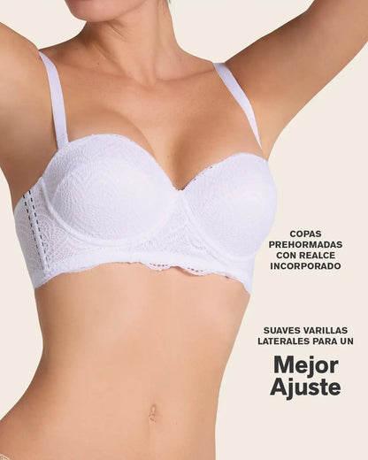 Convertible Balconette Lace Push Up Bra