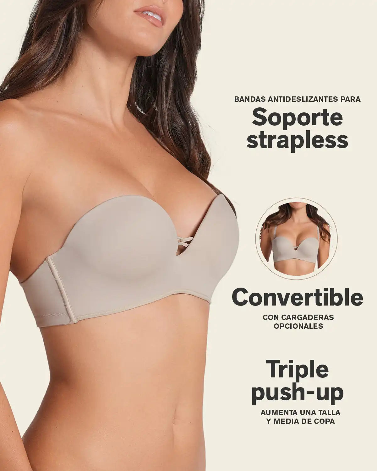 Triple Push-Up Strapless Bra