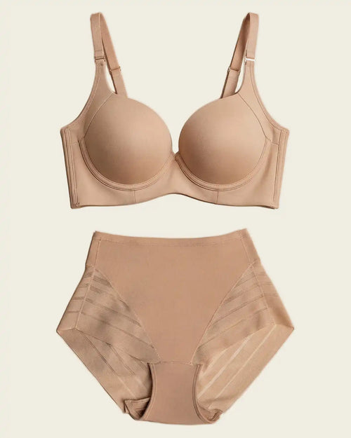 High Profile Bra + Stripe Undetectable Panty in Golden Beige