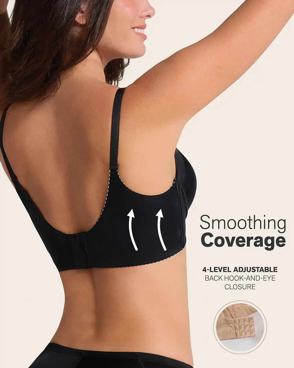 2-Pack High Profile Back Smoothing Bras with Soft Full Coverage Cups