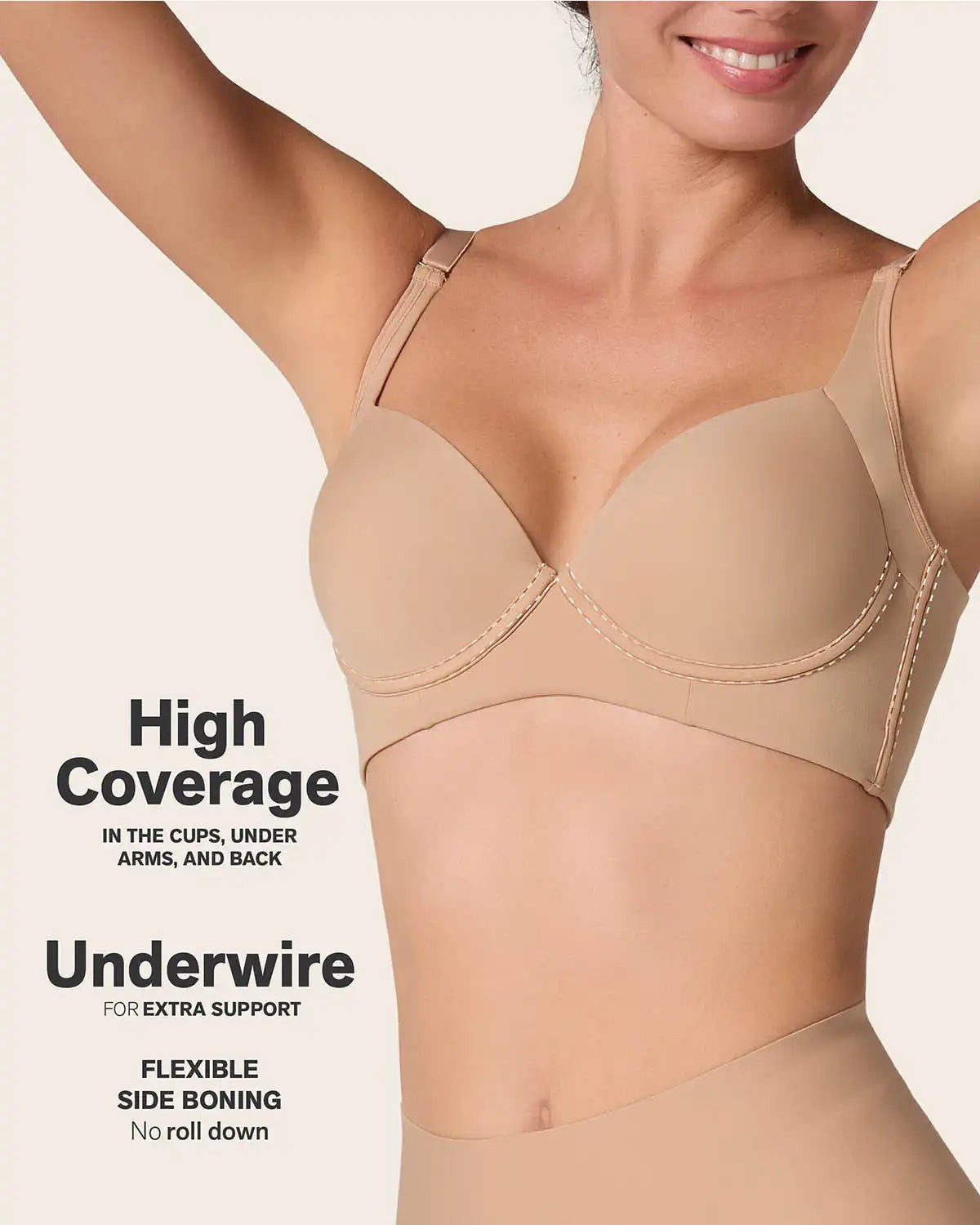 High Profile Bra + Stripe Undetectable Panty in Golden Beige