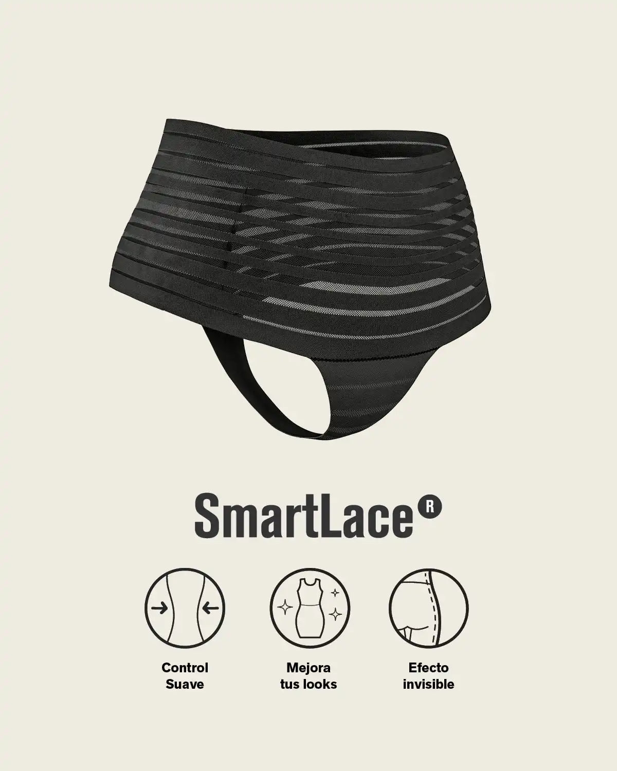 Slimming Lace Stripe High-Waisted Thong Panty