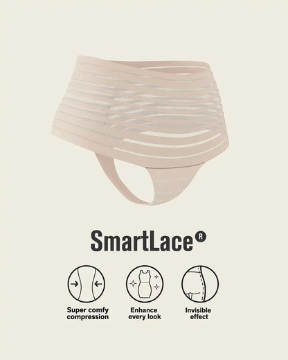 Slimming Lace Stripe High-Waisted Thong Panty