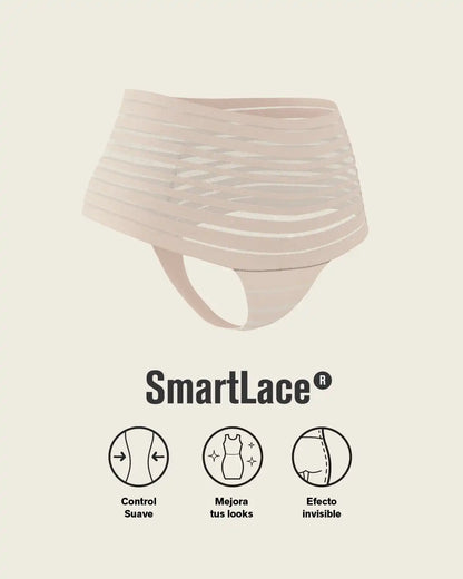 Slimming Lace Stripe High-Waisted Thong Panty