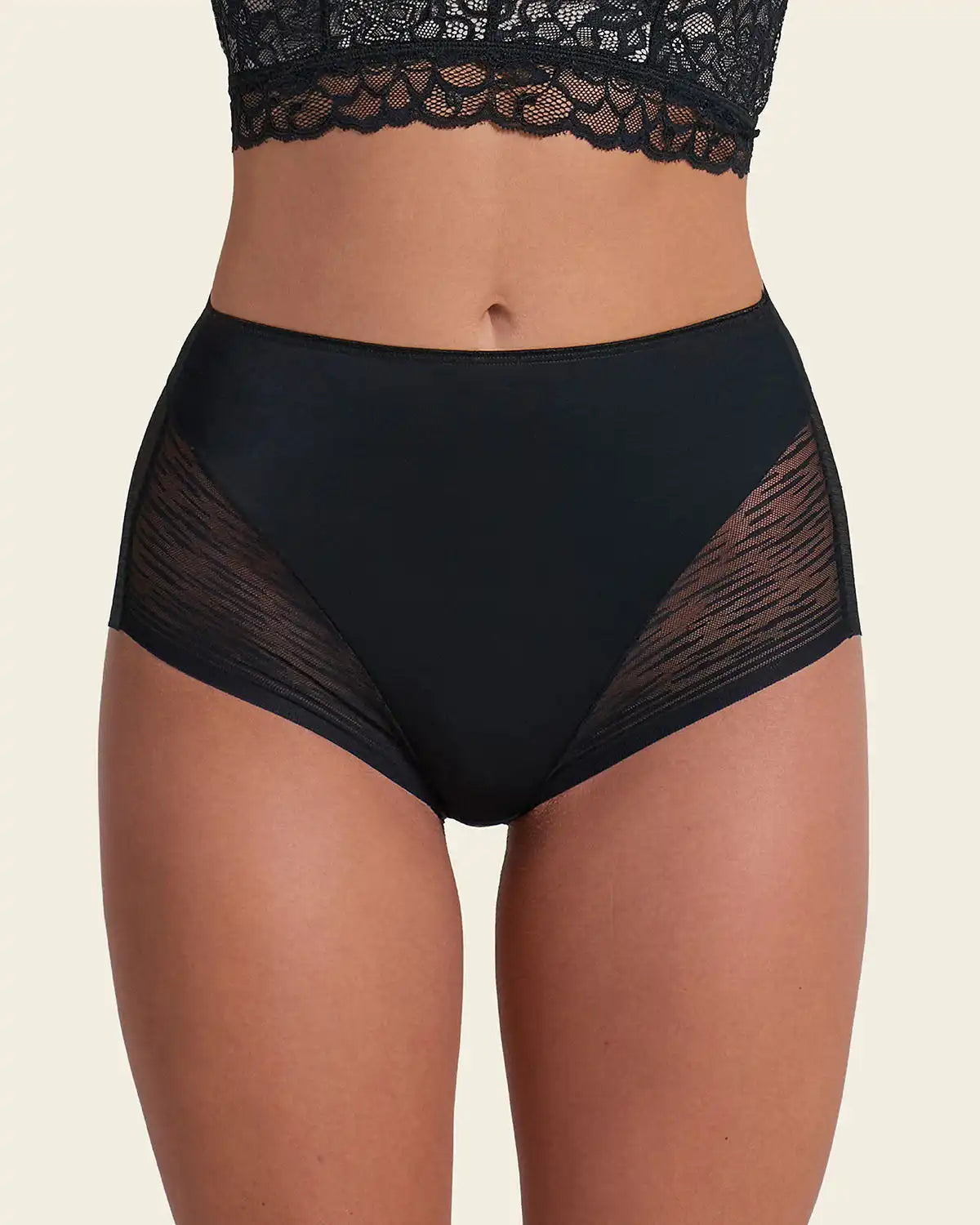 High-Waisted Sheer Lace Shaper Panty