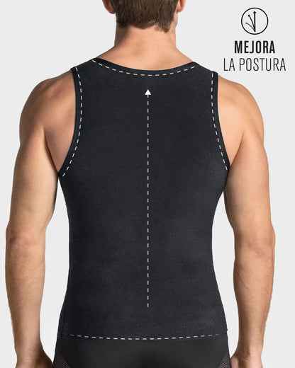 Stretch Cotton Moderate Compression Shaper Tank, Mesh Cutouts