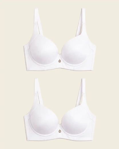 2-Pack High Profile Back Smoothing Bras with Soft Full Coverage Cups