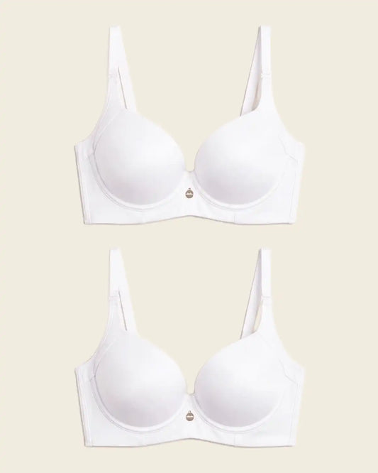 2-Pack High Profile Back Smoothing Bras with Soft Full Coverage Cups