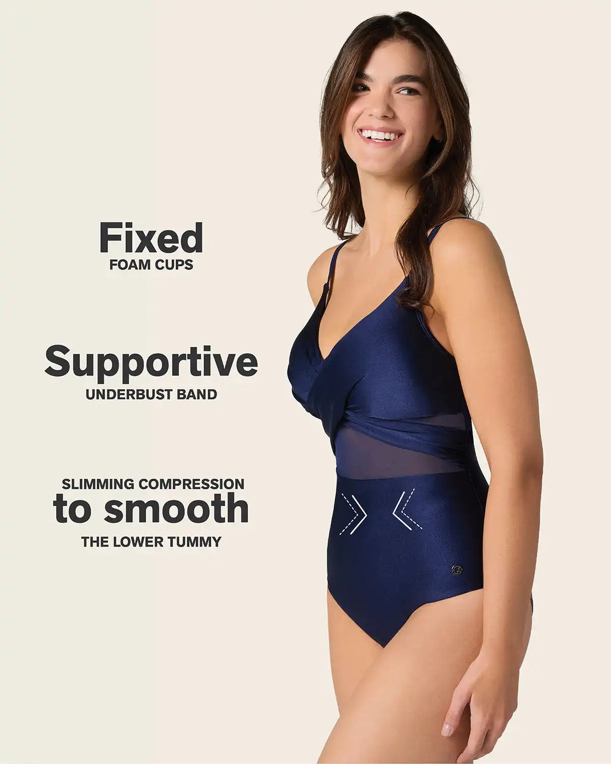 One Piece Swimsuit with Criss Cross Neckline and Tulle