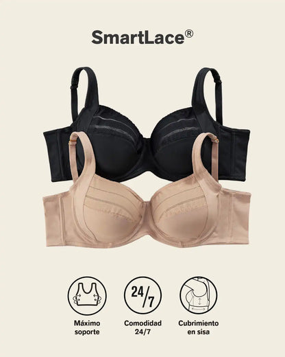Lace Stripe Natural Support Classic Bra